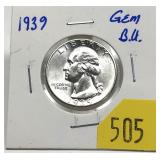 1939 Washington quarter, BU