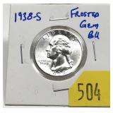 1938-S Washington quarter, BU