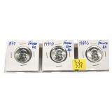 x3- 1947-P.D.S. Washington quarters, BU -x3