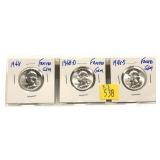 x3- 1948-P.D.S. Washington quarters, BU -x3