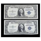 x2- $1 silver certificates series of 1935 -x2