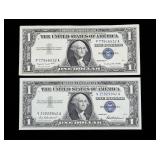 x2- $1 silver certificates series of 1957 -x2