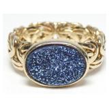 Sterling silver gold wash bezel set druzy quartz