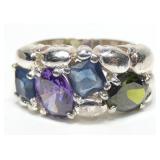 Sterling silver oval and square cut amethyst,
