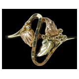 10K Tricolor gold leaves ring, size 7