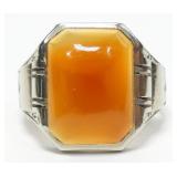 10K White gold LaFrance Art Deco bezel set