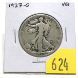 1927-S Walking Liberty half dollar