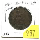 1927 British 1 penny