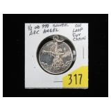 .999 Silver Archangel round on loop for chain
