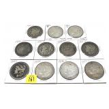 x11- Morgan dollars, mixed dates -x11 dollars -