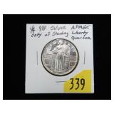 .999 Silver Standing Liberty 1/4 oz. round