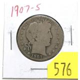 1907-S Barber half dollar