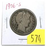 1906-S Barber half dollar