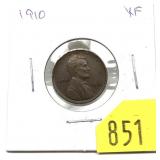 1910 Lincoln cent, XF