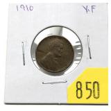 1910 Lincoln cent, XF