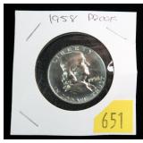 1958 Proof half dollar