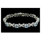 Sterling silver 7" Love bracelet with round cut