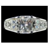 Sterling silver modified rectangular cut CZ