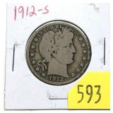 1912-S Barber half dollar