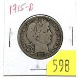 1915-D Barber half dollar