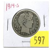 1914-S Barber half dollar