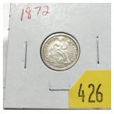 1872 Seated Liberty dime