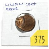 Lincoln cent error