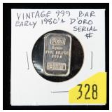 .999 Silver Bar -5 Grams -D