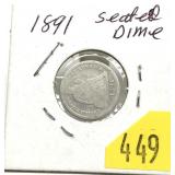 1891 Seated Liberty dime