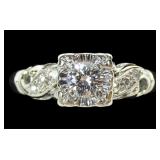 14K White gold round brilliant cut diamond