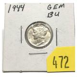 1944 Mercury dime, Unc.