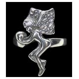 Sterlig silver figural fairy ring, new, size 7