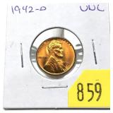 1942-D Lincoln cent, Unc.