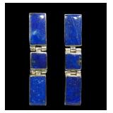 Sterling silver hinged inlaid lapis lazuli post