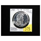 1991 Andrew Jackson .999 Silver, 1/2 oz. round
