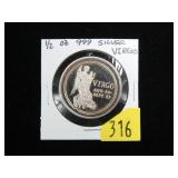 .999 Silver 1/2 oz. Virgo round