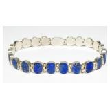 Sterling silver 7.25" bezel set oval lapis