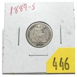 1889-S Seated Liberty dime