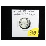 .999 Silver Buffalo nickel round, 1/10 oz.