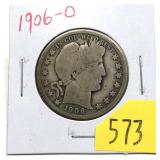 1906-O Barber half dollar
