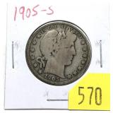 1905-S Barber half dollar