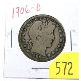 1906-D Barber half dollar
