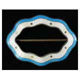 Vintage sterling silver guilloche enamel brooch,