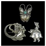 Lot of three vintage sterling silver pins, 3 pcs.