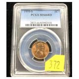1955-S Lincoln cent PCGS slab certified MS-66 RD