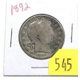 1892 Barber half dollar