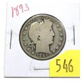 1893 Barber half dollar