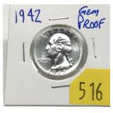 1942 Proof Washington quarter
