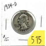 1934-D Washington quarter