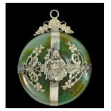 Ornate two-sided Buddha jade pendant